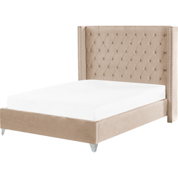 LUBBON  - Tweepersoonsbed - Beige - 140 x 200 cm - Fluweel