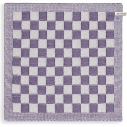 Knit Factory Gebreide Keukendoek - Keukenhanddoek Block - Ecru/Violet - 50x50 cm