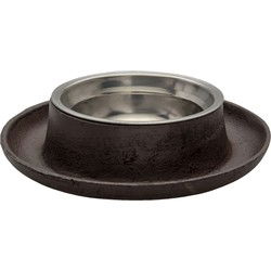 Clayre & Eef Voerbak Hond   Ø 22x5 cm Bruin Ijzer Rond Voerbak Kat