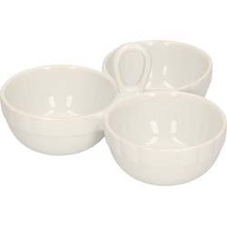 Snack/hapjes/borrelschaal met sausbakjes 3-vaks 20 x 9 cm - Snack en tapasschalen