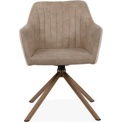 Set van 2 Beige Stoelen van Bouclé Stof L60 cm - Ray