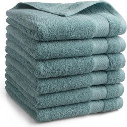 DoubleDry Hotel Handdoeken 50 x 100 cm – Set van 6 – 100% Katoen 500 g/m2 – Zacht & Absorberend - Denimblauw