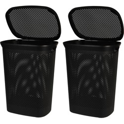 Bathroom Solutions Wasmand - 2x - zwart - 60 liter - 37 x 46 x 60 cm - Wasmanden