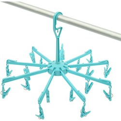 Droogcarrousel/droogmolen blauw met 18 knijpers 48 cm - Hangdroogrek