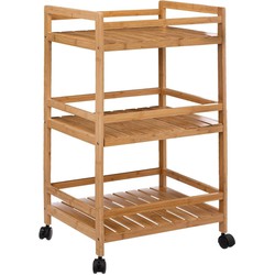 5Five Keukentrolley/kast - bruin - bamboe hout - 80 x 45 x 38 cm - 3 niveaus - Opberg trolley