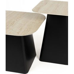 Bijzettafel Vierkant - Beige / Zwart Keramiek - Set Van 2 - Baru