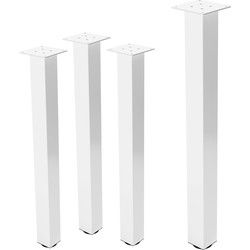 Set van 4 tafelpoten I-Design 90 cm wit glanzend staal met poedercoating vierkant profiel 8x8 cm in hoogte verstelbare meubelpoten 1-4cm ML-Design