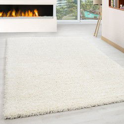 Tapijtenloods Basic Shaggy vloerkleed Creme Hoogpolig- 140x200 CM