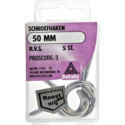 Schroefhaken 50mm rvs 5st