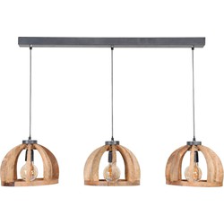 AnLi Style Hanglamp 3x Ø30 gebogen houten spijlen
