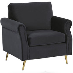 Beliani VIETAS - Fauteuil-Zwart-Fluweel