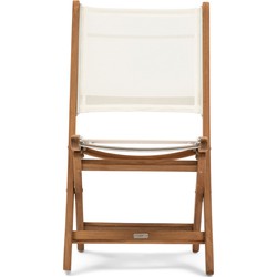 Riviera Maison Tuinstoel zonder armleuning - Gili Outdoor Dining Chair - Teakhout, Batyline - Wit