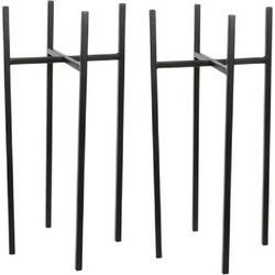 Mica Decorations Plantenstandaard - 2x stuks - metaal - zwart - H55 x B24 cm - Plantenstandaarden