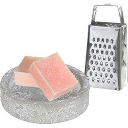 Ideas4seasons Amberblokjes/geurblokjes cadeauset - roos geur - inclusief schaaltje en mini rasp - Amberblokjes