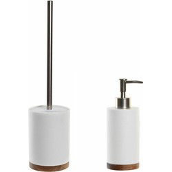 Toiletborstel met houder 41 cm en zeeppompje 300 ml keramiek/metaal - Badkameraccessoireset