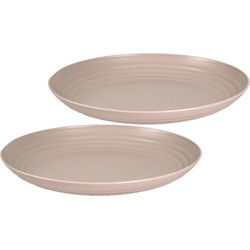 2x stuks rond kunststof borden mokka bruin 25 cm - Dinerborden