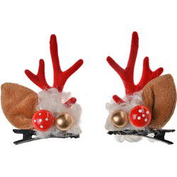 Clayre & Eef Haarspeld Set van 2 Rood Synthetisch Gewei