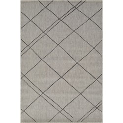 Vercai Rugs Terrace Collectie - Laagpolig Vloerkleed - Tapijt voor Binnen en Buiten - Polypropyleen - Pebble / Grijs - 200x290 cm