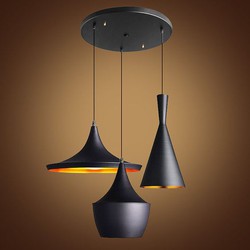Groenovatie Catalpa Design Hanglamp, 3 Kappen, Mat Zwart