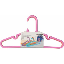 16x Kledinghangers voor kinder/babykleding roze/groen/oranje 29 x 0,2 x 15 cm - Kledinghangers