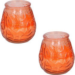 Set van 4x stuks Citronella lowboy buiten kaarsen 15 branduren oranje - geurkaarsen