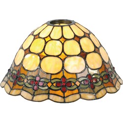 LumiLamp Lampenkap Tiffany  Ø 25x15 cm Beige Rood Glas Driehoek Glazen Lampenkap