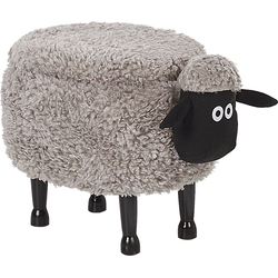 Beliani SHEEP - Dierenhocker-Donkere houtkleur-Polyester