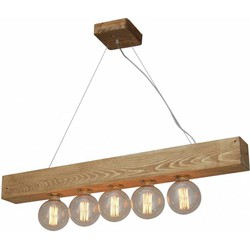 Hanglamp woonkamer hout vintage 1100mm E27x5