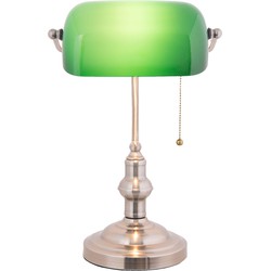 LumiLamp Bureaulamp Bankierslamp  27x17x41 cm  Groen Metaal Glas Tafellamp