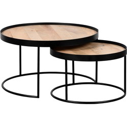 QUVIO Salontafel Sara – Set van 2 – FSC® mangohout – Metaal