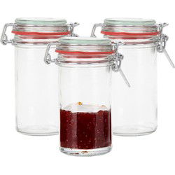 Weckpot/inmaakpot - 3x - glas - 250 ml - beugelsluiting - transparant - Weckpotten