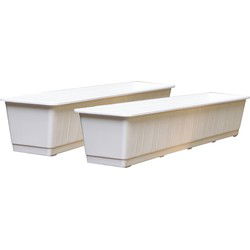 Geli Plantenbak - 4x - wit - rechthoekig - kunststof - 80 x 17,5 cm - Plantenbakken
