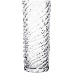 Gerimport Bloemenvaas cilinder - geribbeld glas - D10 x H25 cm - Vazen