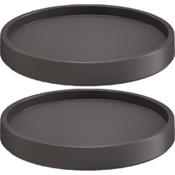 Prosperplast Plantenonderzetter - 2x - rond - 27 cm - antraciet - Planten onderzetter