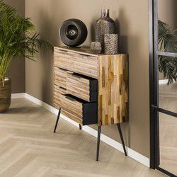 Ladekast Teakhout - 6 Lades - 30x90x88cm - Naturel