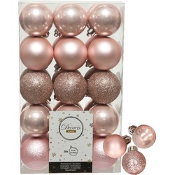 Decoris kerstballen 44x stuks lichtroze 3 en 6 cm kunststof - Kerstbal