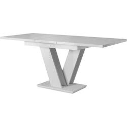 Meubella - Eetkamertafel Moris - Hoogglans wit - 160 cm - Uitschuifbaar