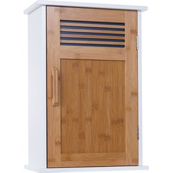 Cosmo Casa Wandkast - Badkast Wandschrank Bambus - 52x35x21cm - Wit