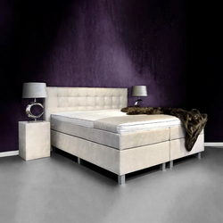 Boxspringbed  - 160x210 cm - Beige -  Carrera Inclusief  cm matras en topper