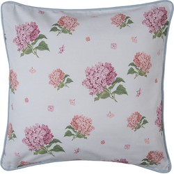 Clayre & Eef Kussenhoes  40x40 cm Blauw Roze Katoen Hortensia Sierkussen