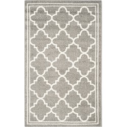 Safavieh Marokkaans Trellis Geweven Tapijt voor Binnen/Buiten, Amherst collectie, AMT422, in Donkergrijs & Beige, 91 X 152 cm