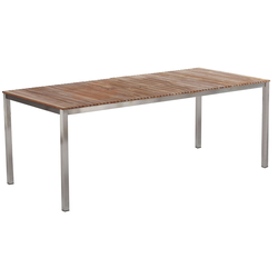 Beliani VIAREGGIO - Eettafel-Lichte houtkleur-Teakhout, RVS