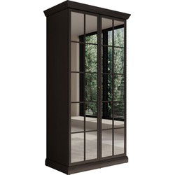 Meubella - Kledingkast Leroy - Zwart eiken - 102 cm - Met spiegel