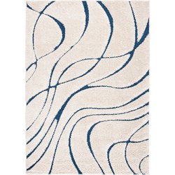 Safavieh Shaggy Indoor Woven Area Rug, Florida Shag Collection, SG471, in Cream & Blue, 183 X 274 cm