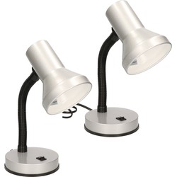 2x stuks staande bureaulampen zilver 13 x 10 x 30 cm verstelbare lamp verlichting - Bureaulampen