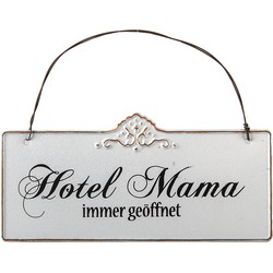 Clayre & Eef Tekstbord  21x15 cm Wit Ijzer Rechthoek Hotel Mama Wandbord