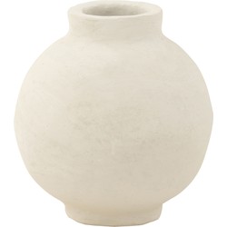 J-line - Pot Glad Sphere Papier Mache Wit - 30x30x30cm