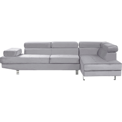 NORREA - Hoekbank - Lichtgrijs - Linkerzijde - 256 cm - Fluweel