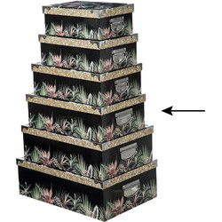 5Five Opbergdoos/box - zwart - L40 x B26.5 x H14 cm - karton - Opbergbox
