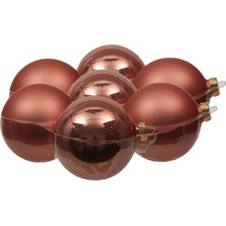 8x stuks glazen kerstballen koraal roze 10 cm mat/glans - Kerstbal